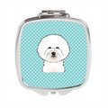 Carolines Treasures Checkerboard Blue Bichon Frise Compact Mirror- 2.75 x 3 x .3 In. BB1155SCM